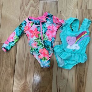 Floral and Aqua Kids Swim Set